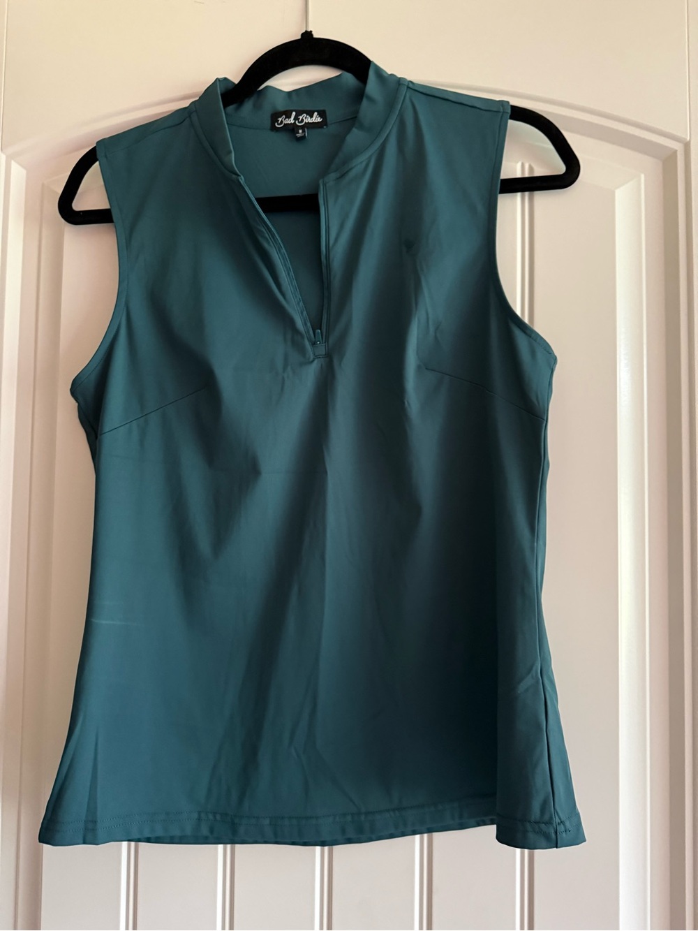 Bad Birdie Teal Sleeveless Zip Polo Tank